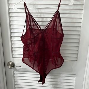 Never worn red mesh bodysuit